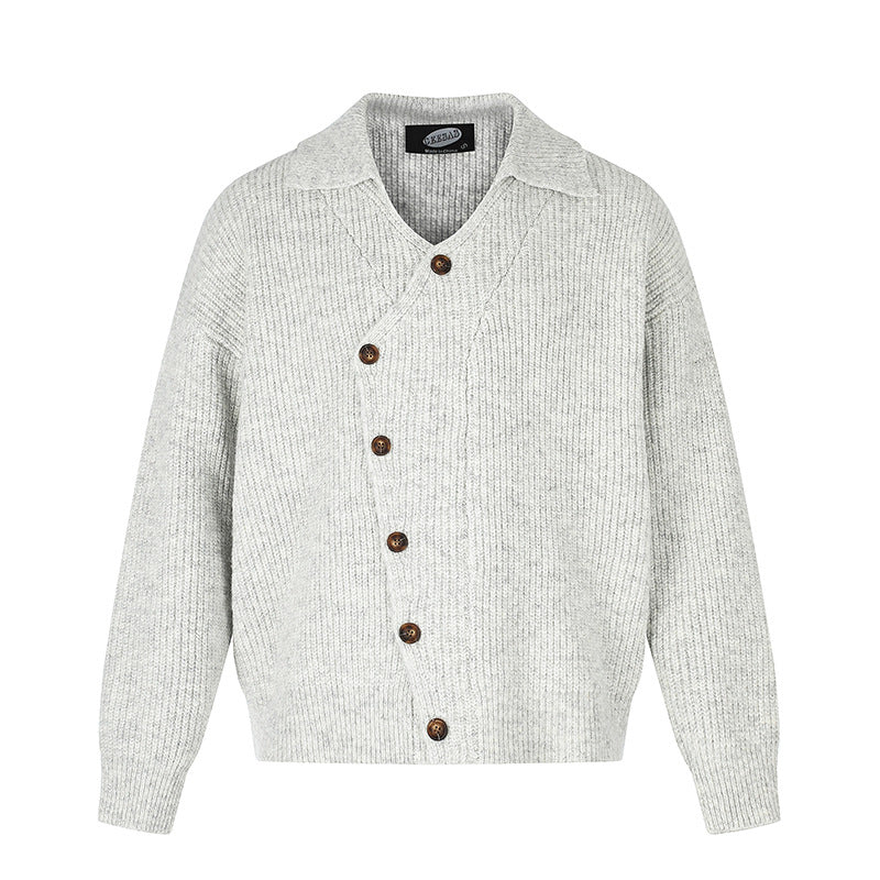 Damen Oversize Strickjacke mit asymmetrischer Knopfleiste und Hemdkragen Drune