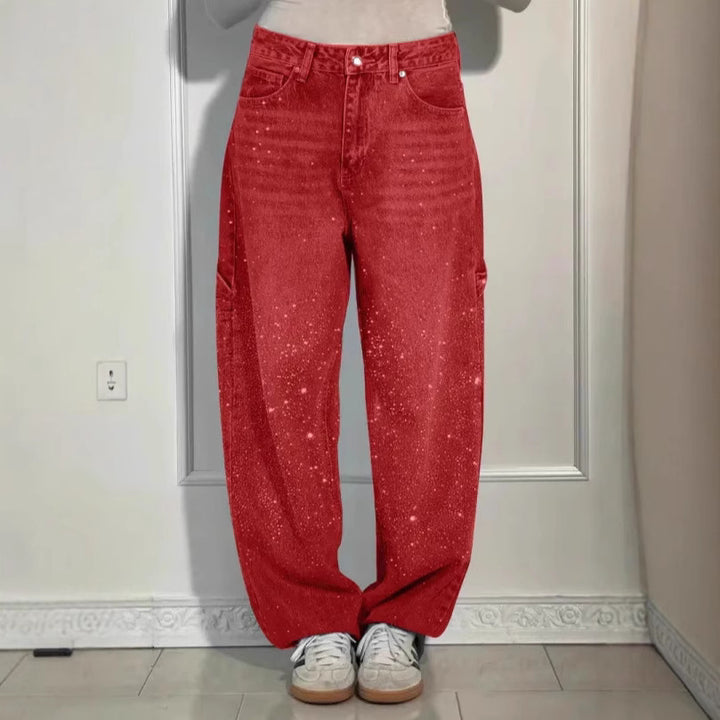 Femme Designer High-Waist-Jeans mit himmlischen Verzierungen Drune