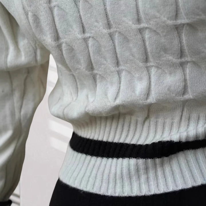 Damen Strick-Crop-Top mit modischem Zopfmuster Drune