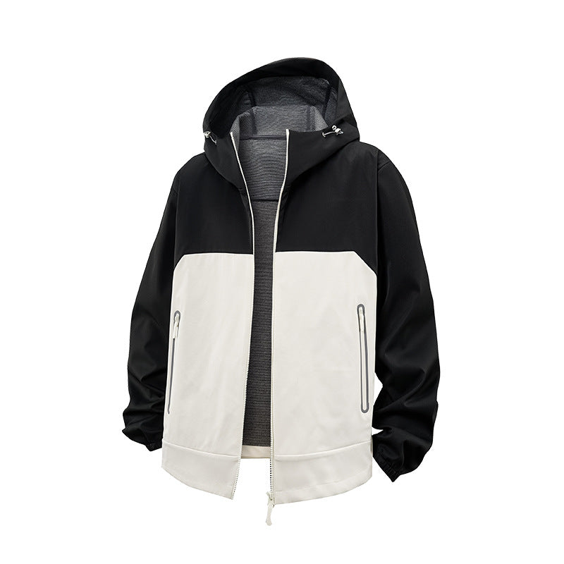 Herren Softshell-Outdoorjacke mit Kapuze, wasserabweisend und kontrastierenden Einsätzen Drune