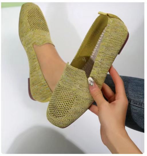 Damen Atmungsaktive Gestrickte Hineinschlüpfschuhe mit Flexibler Laufsohle Drune