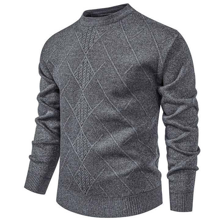 Herren Feinstrickpullover mit Rauten-Zopfmuster, Rundhalsausschnitt und gerippten Bündchen Drune