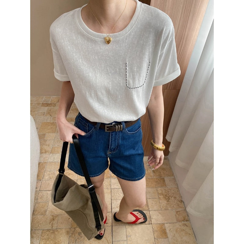 Damen lässige Denim-Shorts mit hohem Bund und bequemer Passform Drune