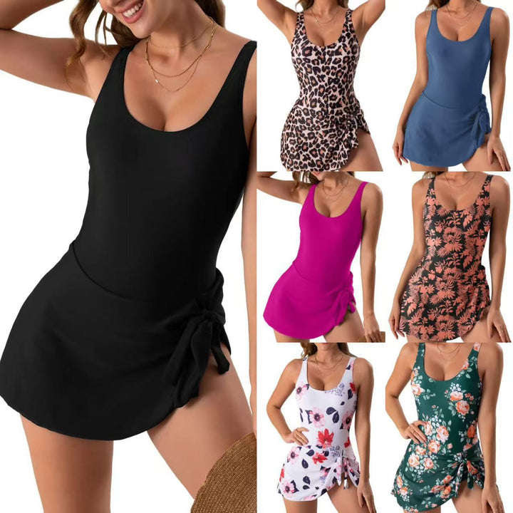Damen Modischer Schwimmanzug mit floralem Design und Raffung Drune