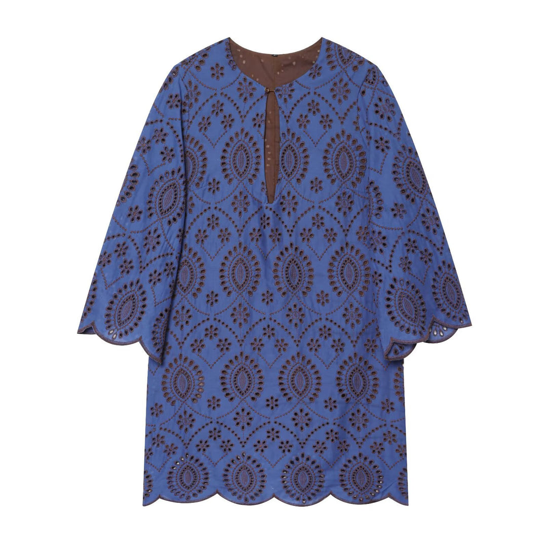 Damen Bestickte Broderie-Anglaise Tunika mit Ajour-Details Drune