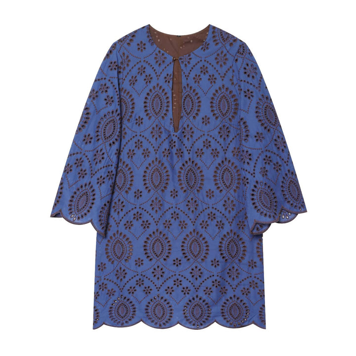 Damen Bestickte Broderie-Anglaise Tunika mit Ajour-Details Drune