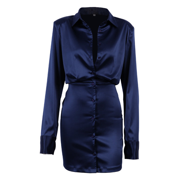 Damen elegantes kurzärmliges Kleid mit tiefem V-Ausschnitt und schmalem Schnitt Drune
