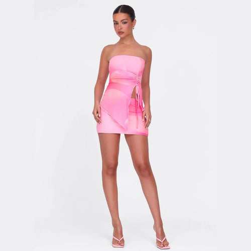 Damen Mini-Kleid mit asymmetrischem Schnitt und Raffungsdetails Drune