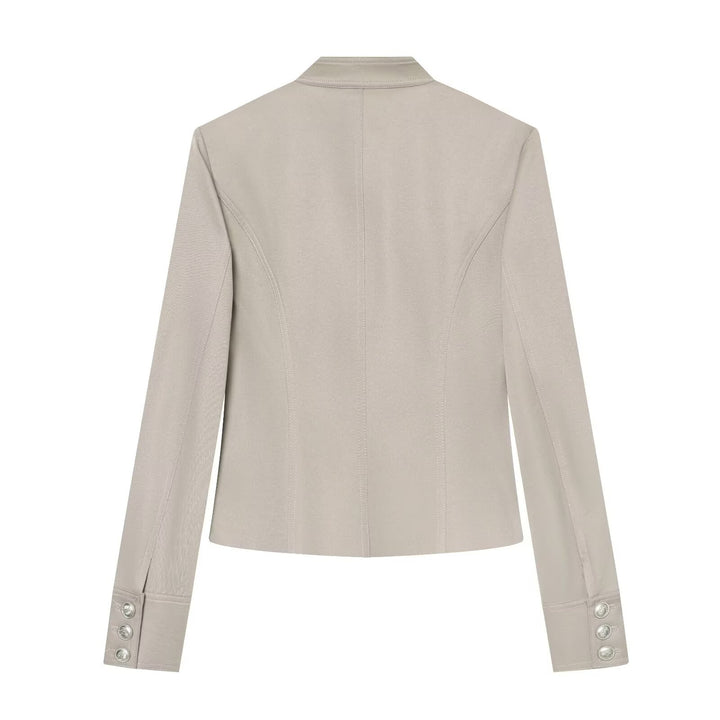 Damen Militärisch inspirierte Kurzjacke mit Reißverschluss und Zierknöpfen Drune
