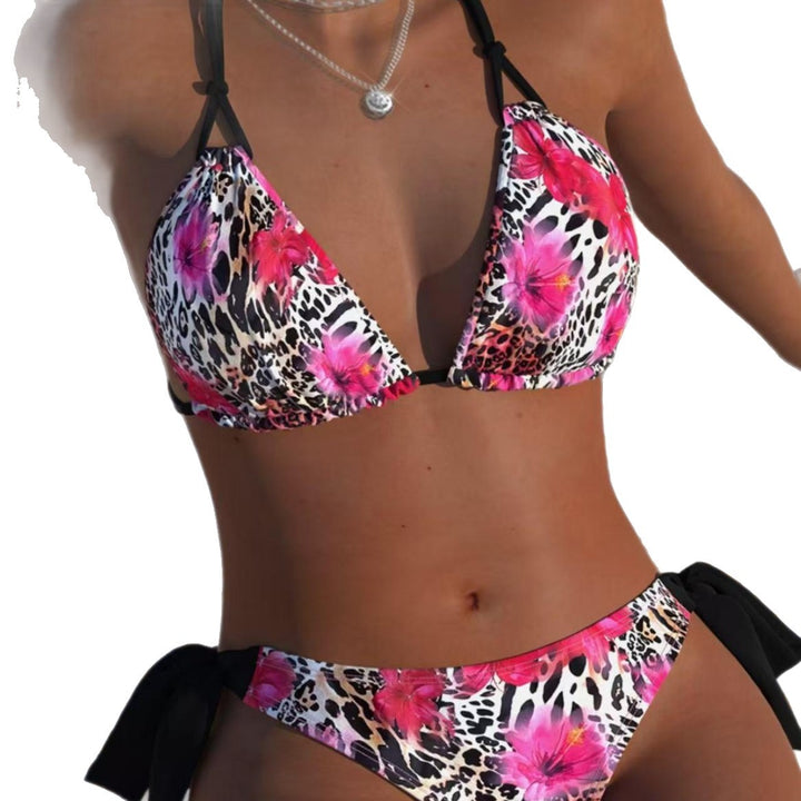 Damen Triangel-Bikini mit modischem Leo- und Blumenmuster Drune