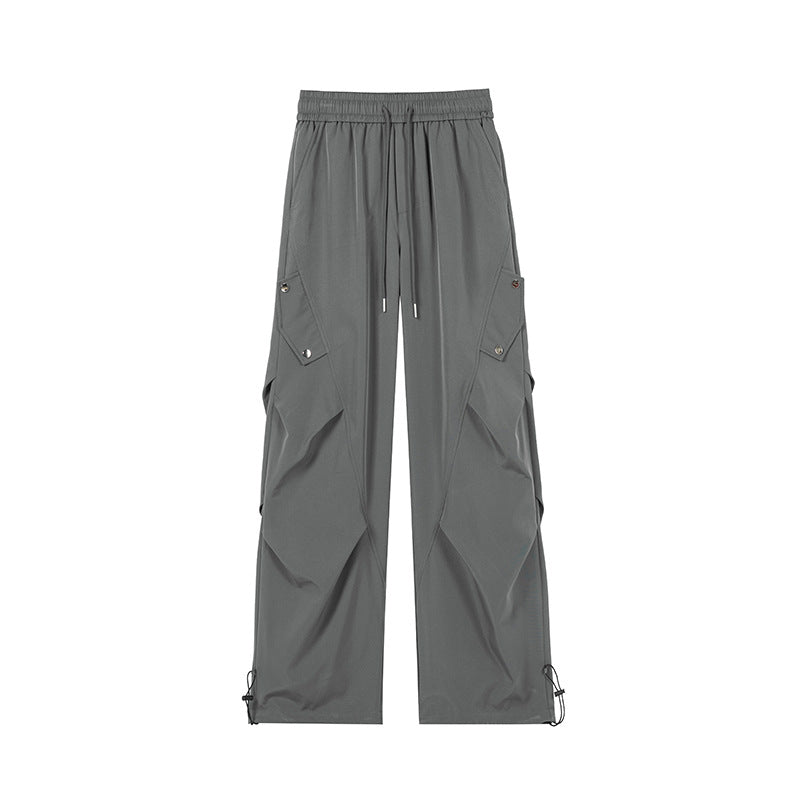 Damen Modische Cargo-Hose mit weitem Schnitt und elastischem Bund Drune