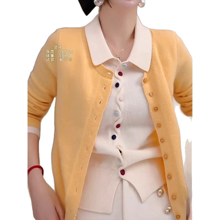Damen Elegante Strickjacke mit Knopfdetails Drune