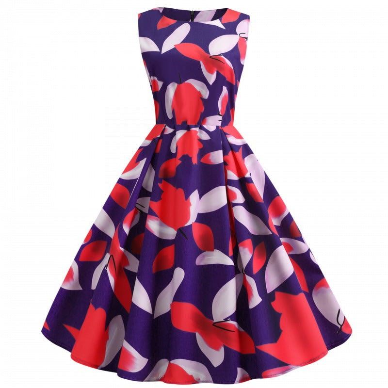 Damen A-Linien Kleid mit floralem Print und elegantem schwingendem Saum Drune