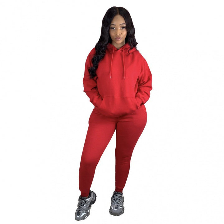 Damen Zweiteiliges Freizeitset mit Oversize Kapuzenpullover und Leggings mit hohem Bund, schmaler Passform Drune