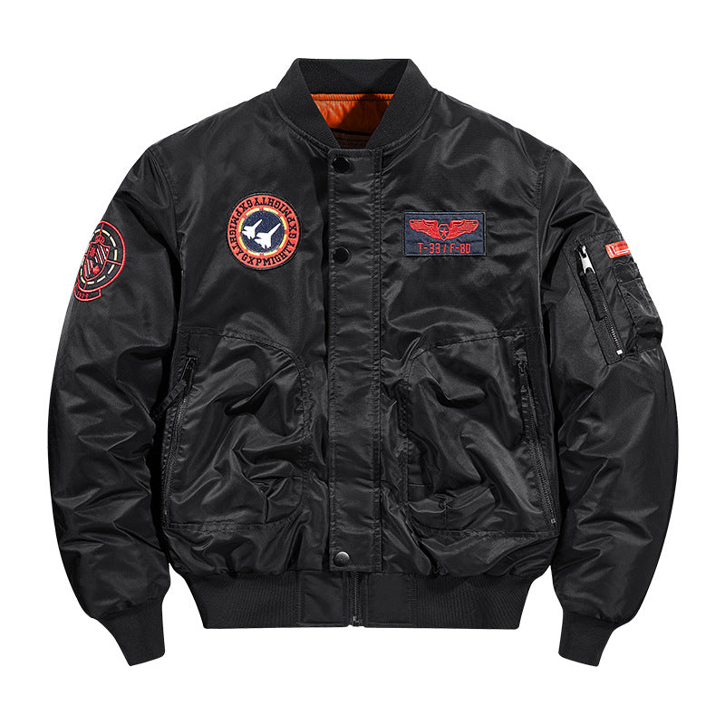 Herren  flugzeuginspiriertes Patch-Detail isolierte Pilot-Bomberjacke Drune