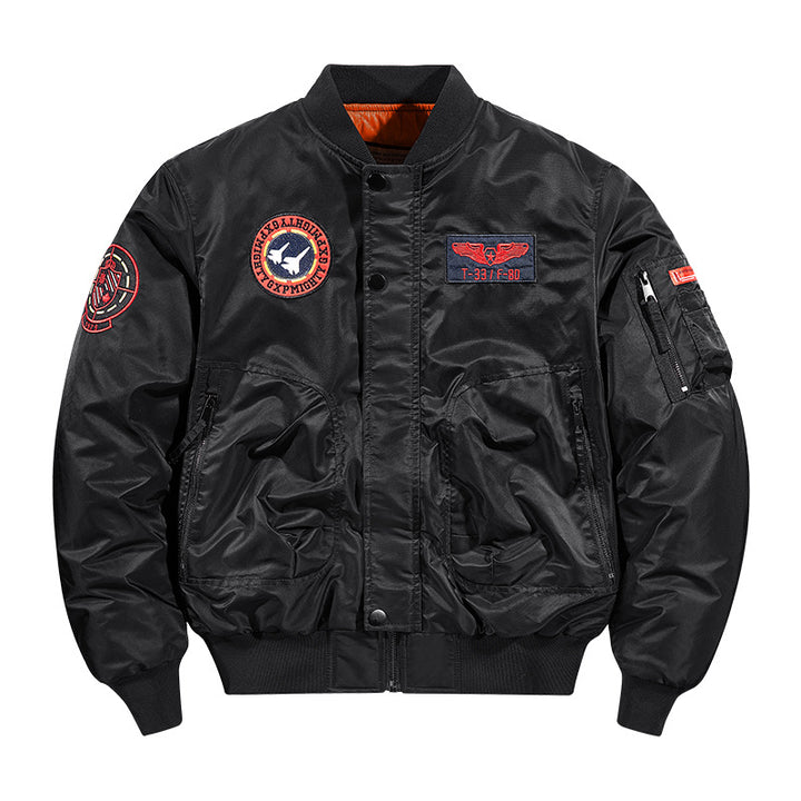 Herren  flugzeuginspiriertes Patch-Detail isolierte Pilot-Bomberjacke Drune