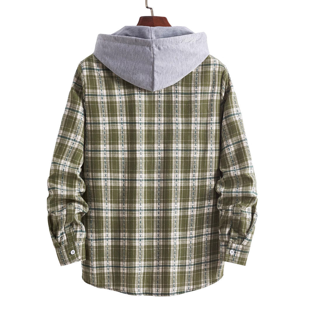 Herren Flanellhemden mit integrierter Kapuze Drune