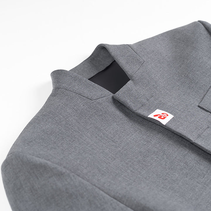 Damen nan kurzer Boxy-Blazer mit verdeckter Knopfleiste Stehkragen und kontrastumschlagärmeln Drune
