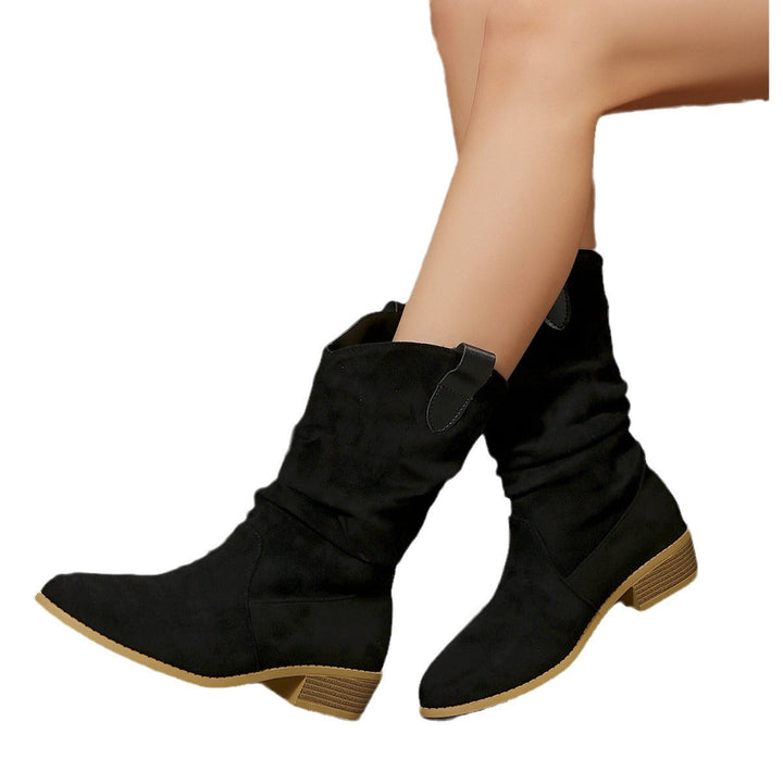 Damen Stiefel im lässigen Wildleder-Look mit elastischem Schaft und bequemem Blockabsatz Drune
