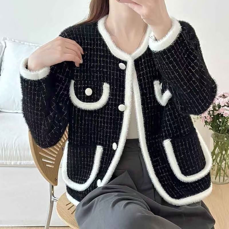 Damen Weicher Bouclé-Cardigan mit Taschen Drune