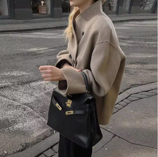 Damen Oversized Wolljacke im modernen Stil Drune
