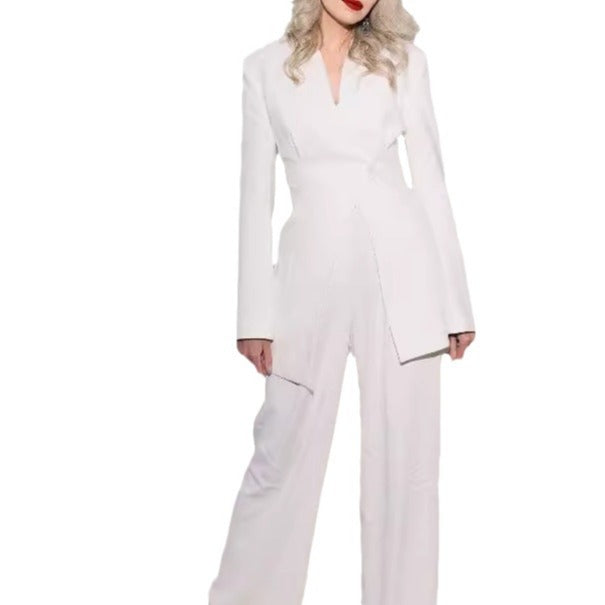 Damen elegante Blazerjacke mit strukturiertem Satinmaterial Drune