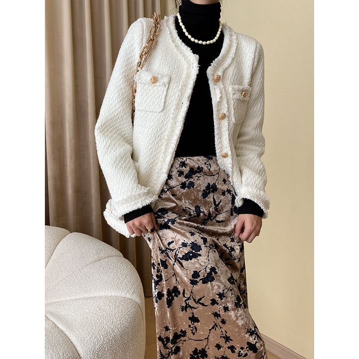 Damen eleganter Maxirock mit floralem Design und schwingendem Saum Drune