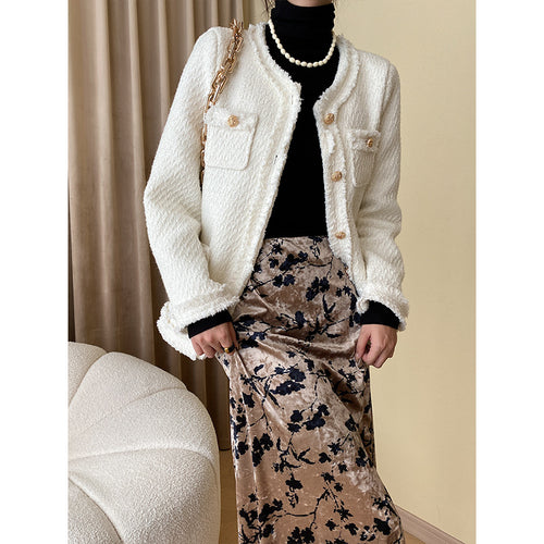 Damen eleganter Maxirock mit floralem Design und schwingendem Saum Drune