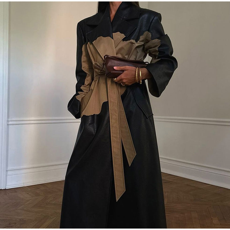 Damen Modischer Windbreaker-Mantel mit Gürtel und Taschen Drune