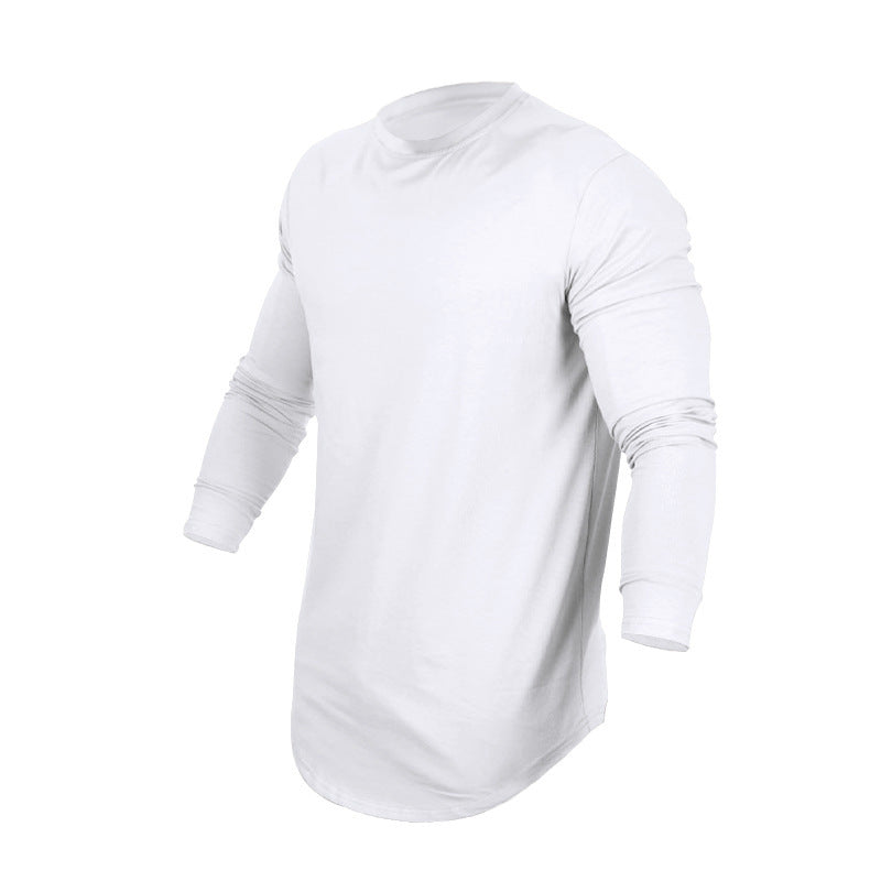 Herren Enganliegendes Langarm-Shirt aus Baumwollstretch mit Rundhals Drune