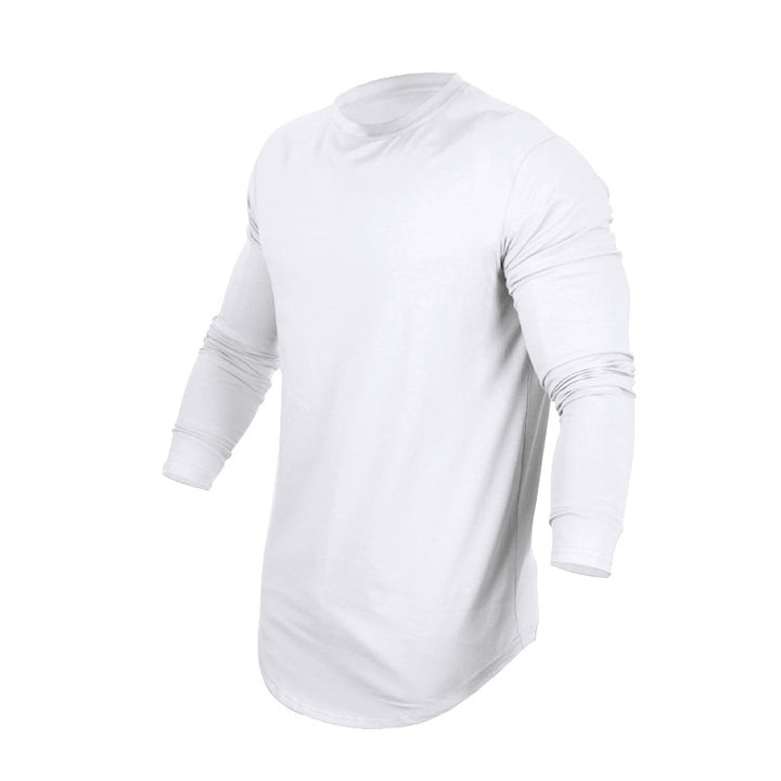 Herren Enganliegendes Langarm-Shirt aus Baumwollstretch mit Rundhals Drune