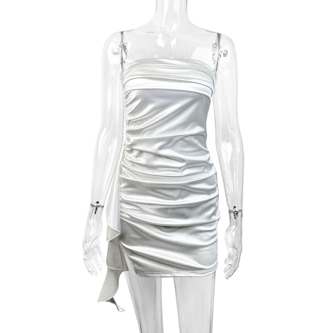 Damen Elegantes Minikleid mit seitlicher Raffung und asymmetrischem Saum Drune