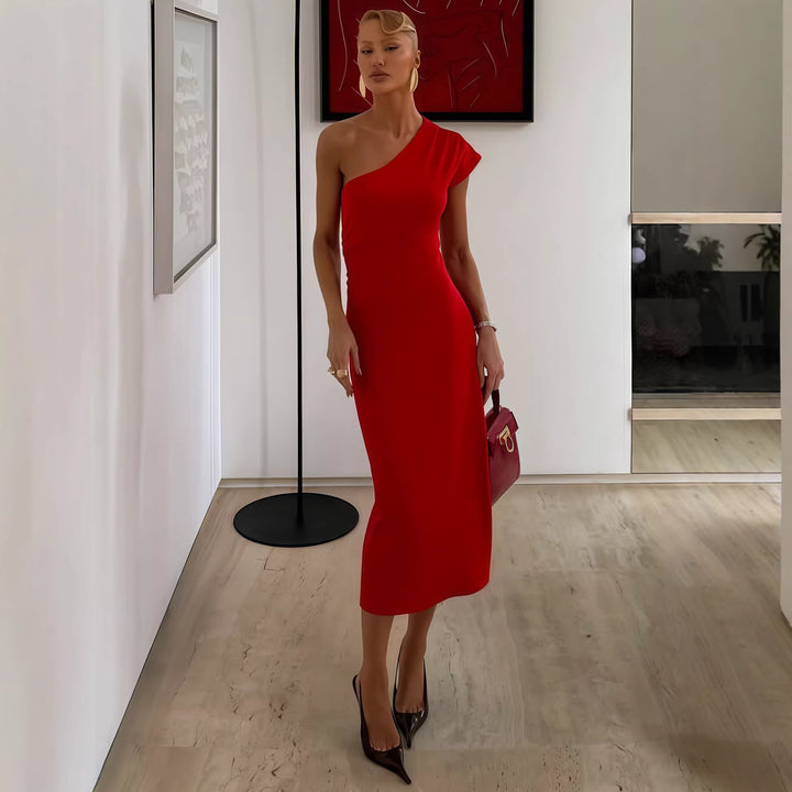 Damen Elegantes ärmelloses Wickelkleid mit asymmetrischem Schnitt Drune