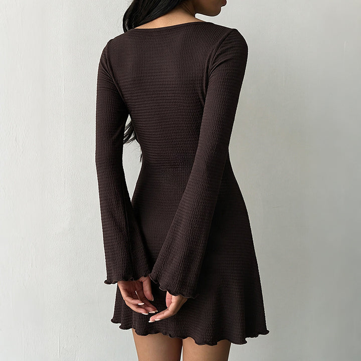 Damen Elegantes Langarmkleid mit voluminösen Ärmeln Drune