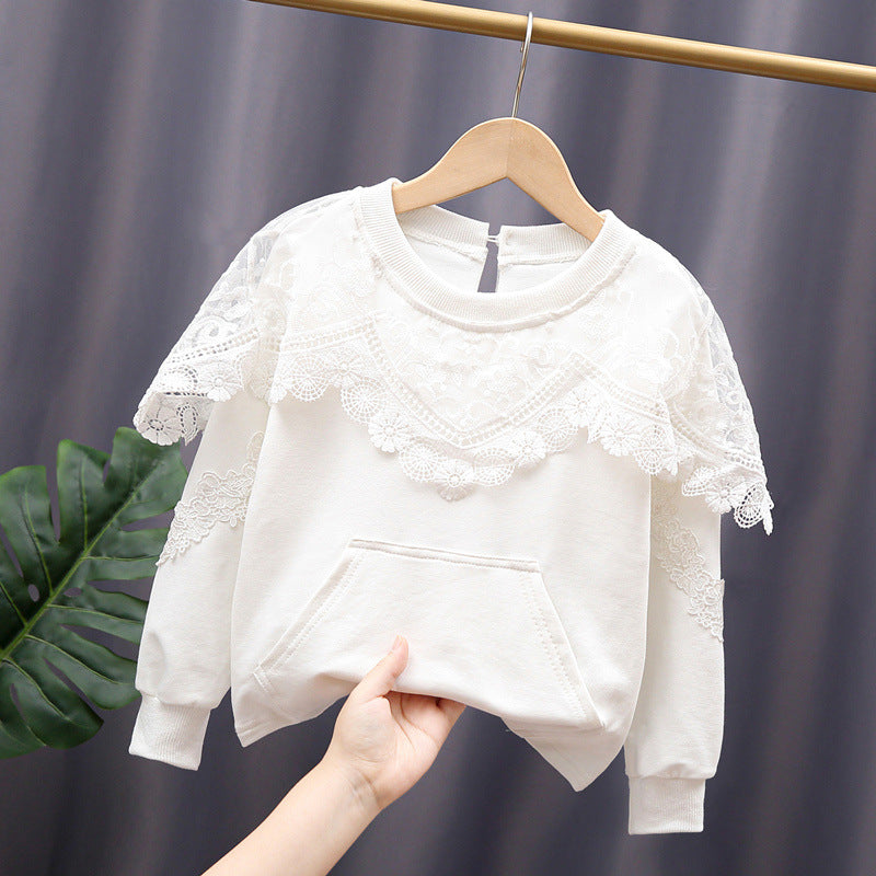 Damen Sweatshirt mit verlunter Spitze Drune