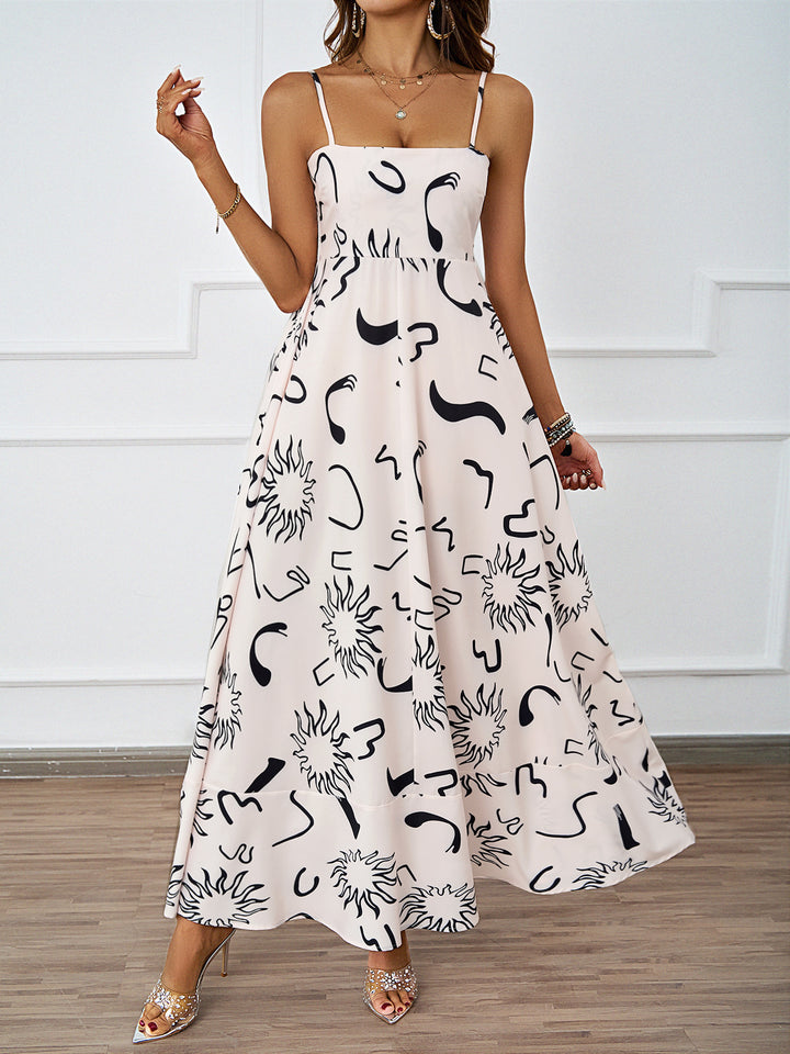 Damen Maxikleid mit modernem graphischem Druck und lockerer Passform Drune