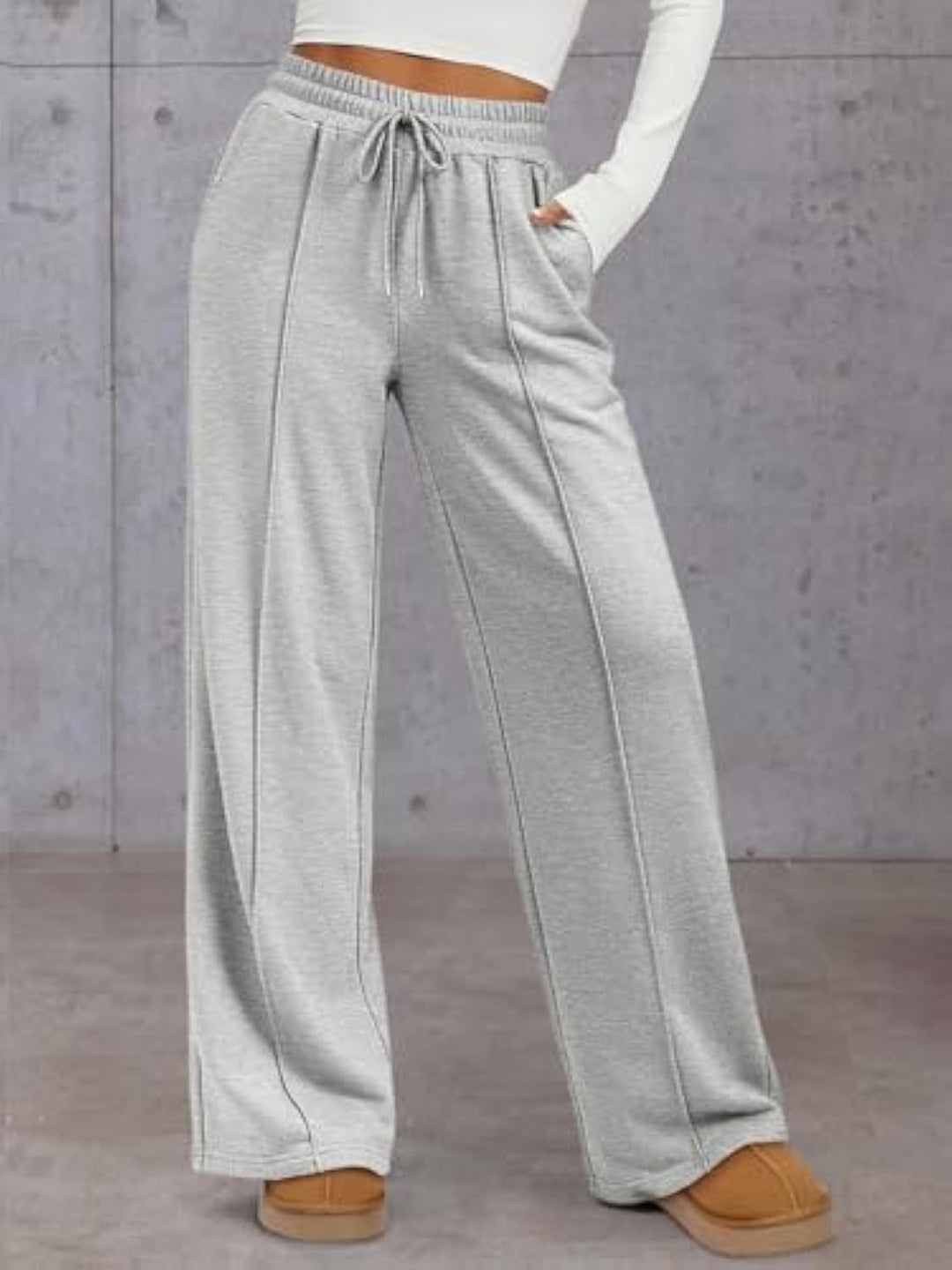 Damen Komfortable Weite Sweatpants mit elastischem Bund und praktischen Taschen Drune