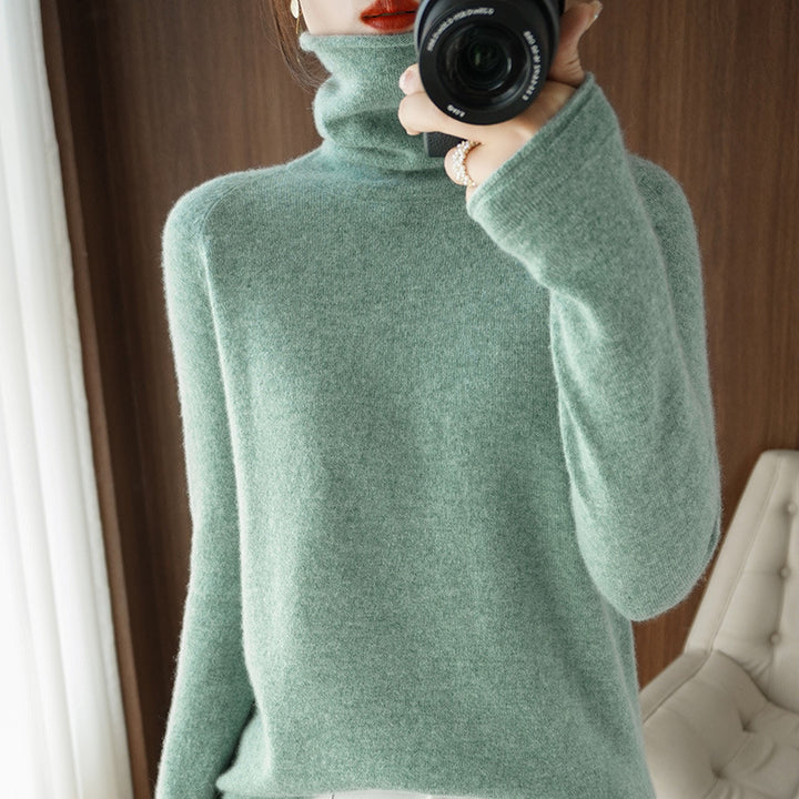 Damen Weicher Rollkragenpullover aus Kaschmir‑Look mit Daumenloch und figurbetonter Silhouette Drune