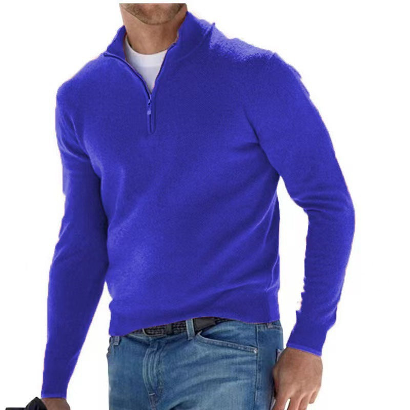 Herren eleganter Pullover mit hohem Kragen und feinem Rippdesign Drune