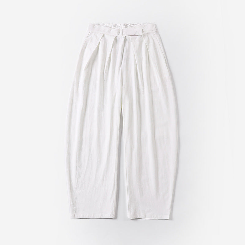 Damen Elegante Bundfalten-Hose mit ballonförmigem Bein und elastischem Taillenbund Drune