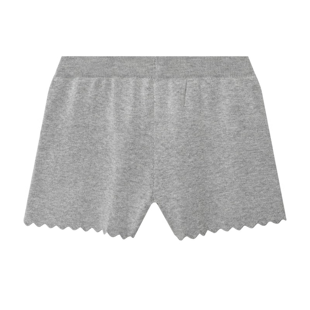 Damen Feinstrick-Cardigan-und-Shorts-Set mit Wellensaum und gerippten Bündchen Drune