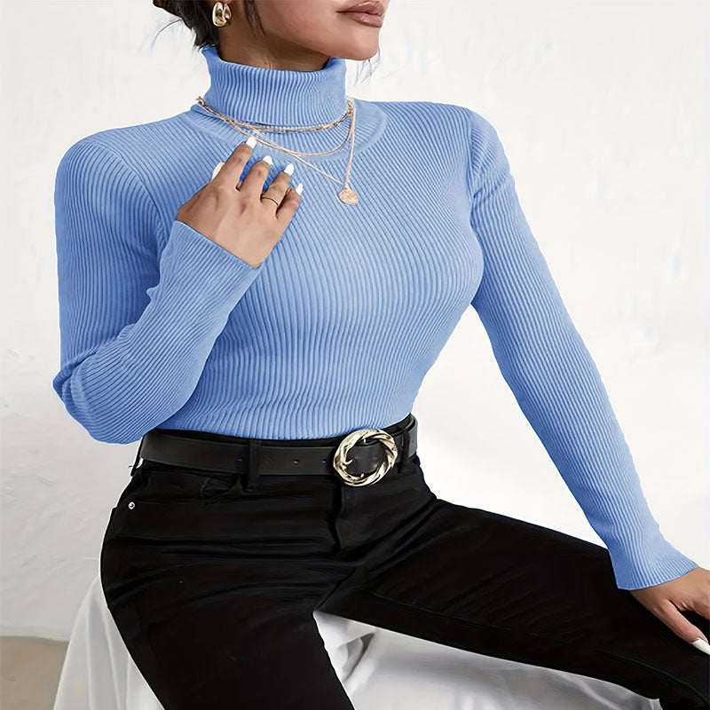 Damen Rollkragenpullover mit feiner Rippstruktur Drune