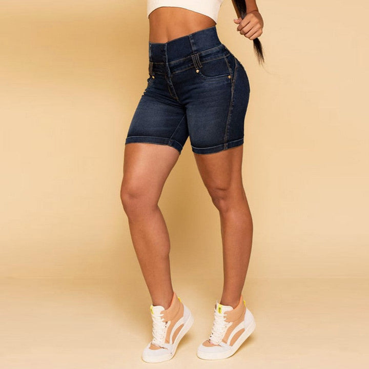 Damen Hochtaillierte Denim-Shorts mit figurformendem Design Drune