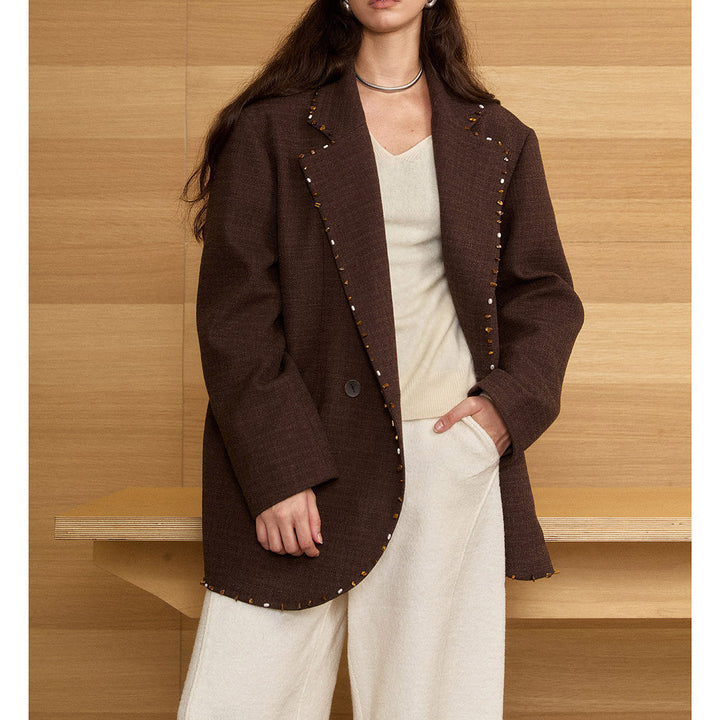 Damen Oversized Blazer mit Dekorstich Drune