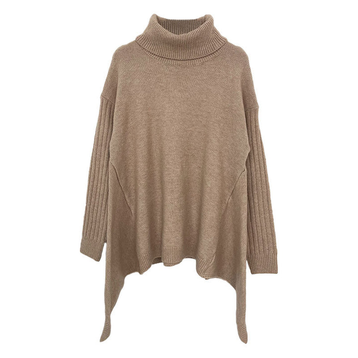 Damen lässiger Pullover mit Stehkragen und asymmetrischem Schnitt Drune
