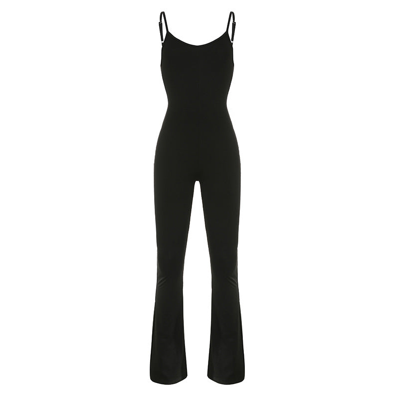 Damen Flared Jumpsuit mit verstellbaren Trägern und figurbetonendem Schnitt Drune