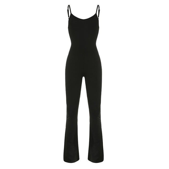 Damen Flared Jumpsuit mit verstellbaren Trägern und figurbetonendem Schnitt Drune