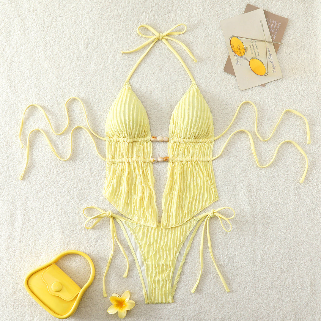 Damen Hochwertiger Ripp-Bikini mit verstellbaren Trägern Drune