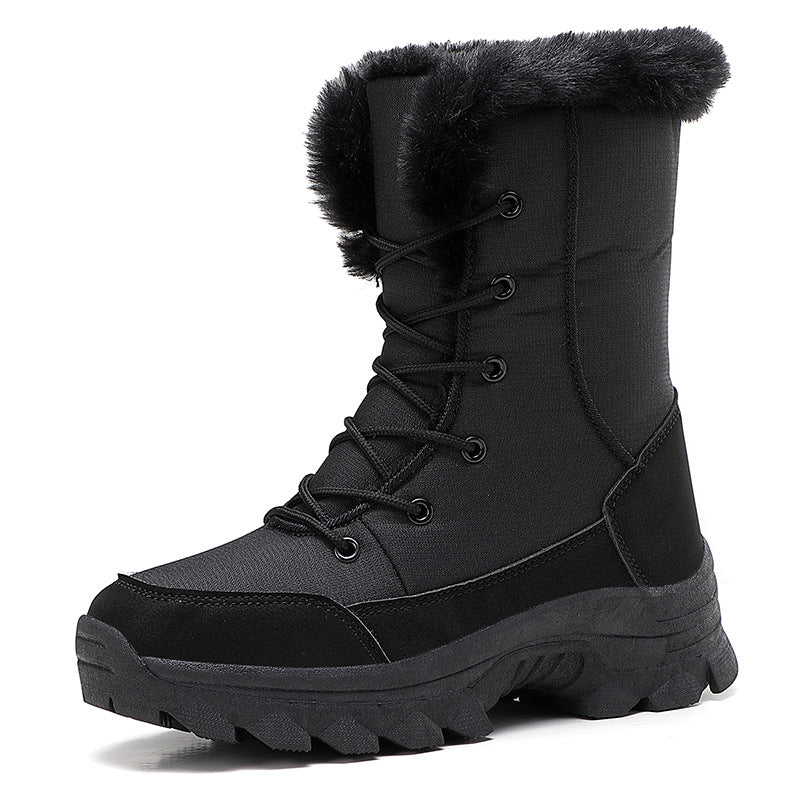 Damen Gefütterte Winterstiefel mit rutschfester Sohle und modischem Kunstfell Drune