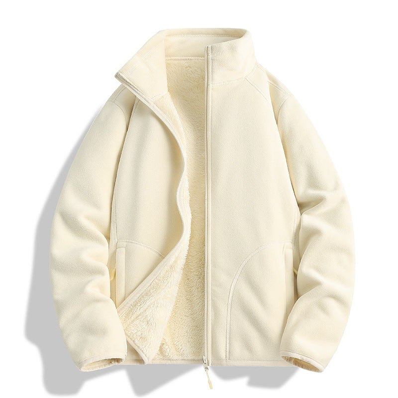 Herren Fleecejacke mit Sherpa‑Teddyfutter, Stehkragen & Zwei‑Wege‑Reißverschluss Drune